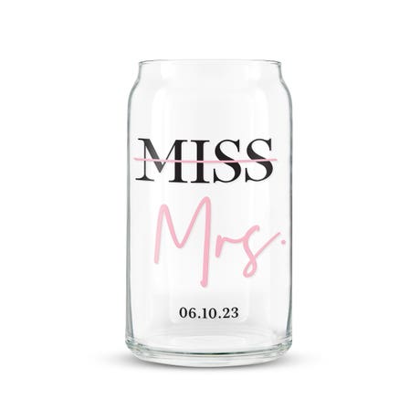 Personalized Can Shaped Drinking Glass - Miss to Mrs