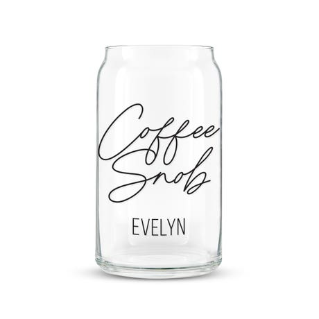 Personalized Can Shaped Drinking Glass - Coffee Snob