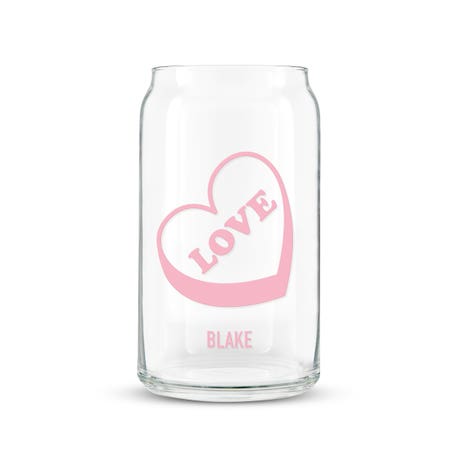 Personalized Can Shaped Drinking Glass - Love Sweetheart