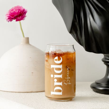 Personalized Can Shaped Drinking Glass - Bride