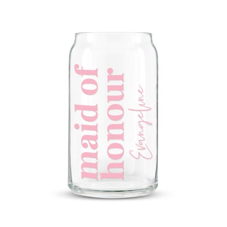 Personalized Can Shaped Drinking Glass - Maid of Honour