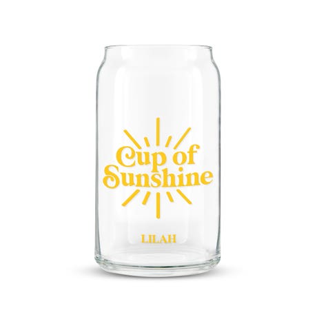 Personalized Can Shaped Drinking Glass - Cup of Sunshine