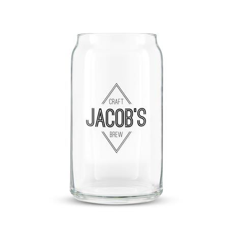 Personalized Can Shaped Drinking Glass - Diamond Emblem Print