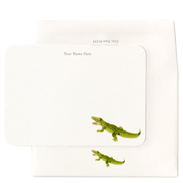 Green Crocodile Note Cards
