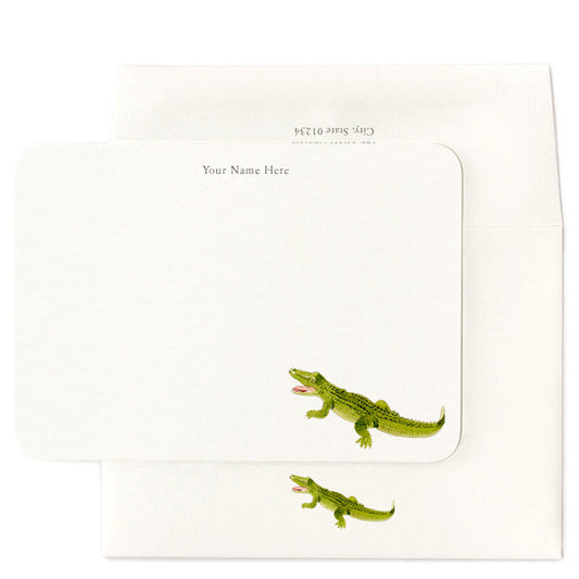 Green Crocodile Note Cards