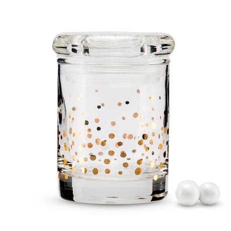 Gold Foil Confetti Mini Glass Wedding and Party Favor Jar With Lid (6)
