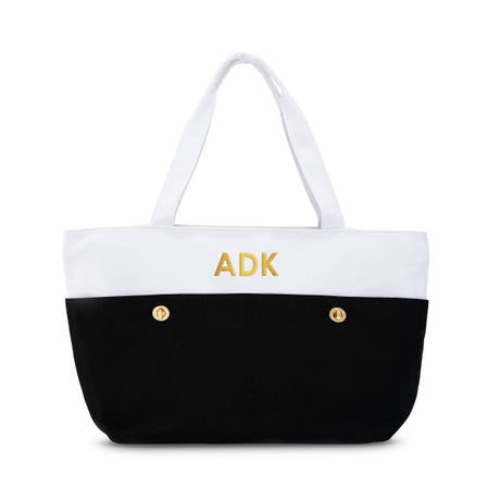 Personalized Extra-Large Color Block Cotton Canvas Zippered Tote Bag - XOXO Liner - Unique Gift For Her