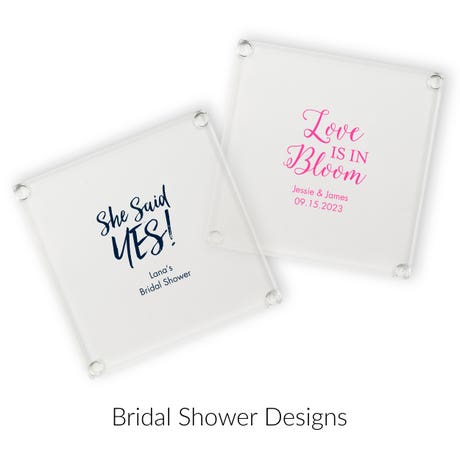 Personalized Glass Drink Coaster Wedding Favor - Bridal Shower | More Occasions