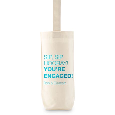 Personalized Reusable Wine Bottle Tote Bag - Sip, Sip Hooray