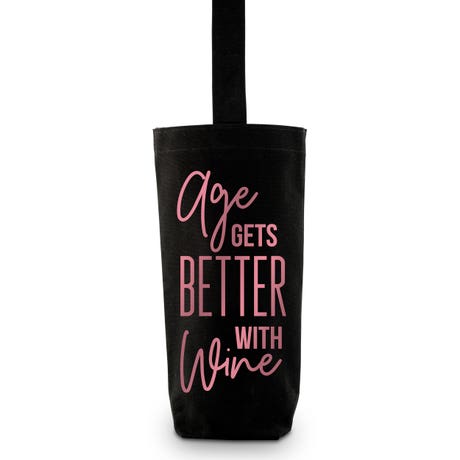 Reusable Wine Bottle Tote Bag - Age Gets Better With Wine
