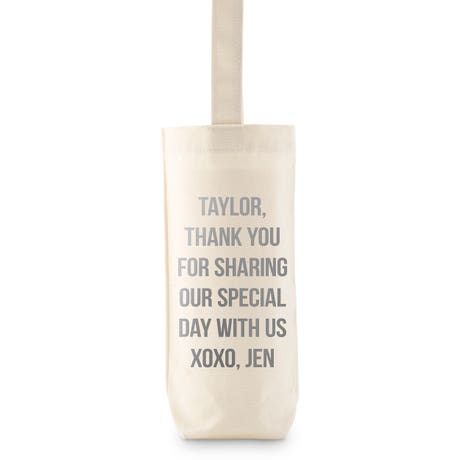Personalized Reusable Wine Bottle Tote Bag - Custom Text