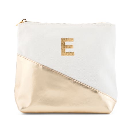 Small Personalized Makeup Bag For Women- Metallic Gold Dipped