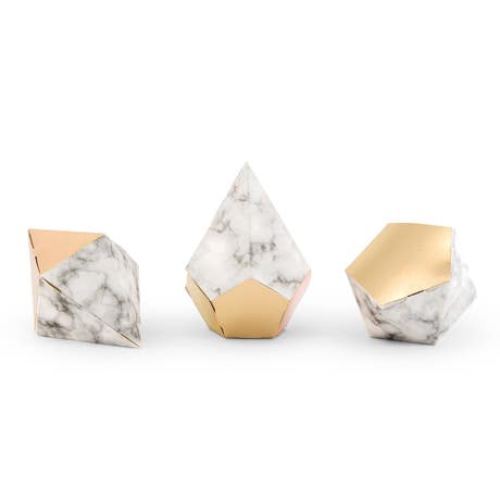 3-Piece Modern Geo Marble And Gold Wedding and Party Favor Boxes - Pack of 12