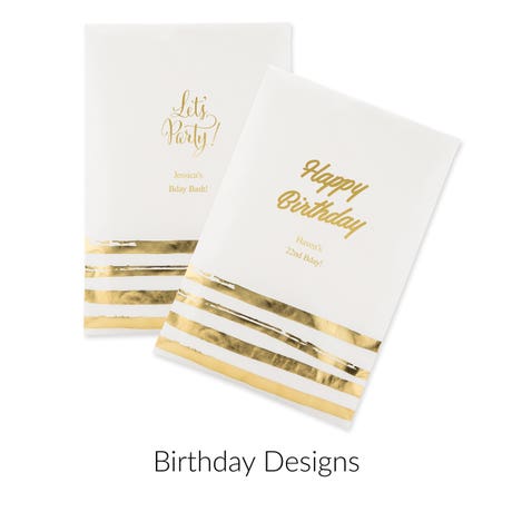 Personalized Flat Gold Brushstroke Paper Goodie Bag Wedding Favor - Birthday | Pack of 25 | More Occasions