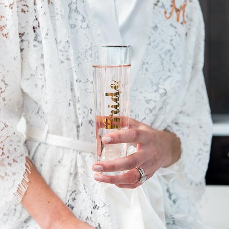 Stemless Toasting Champagne Flute Gift For Wedding Party - Bride
