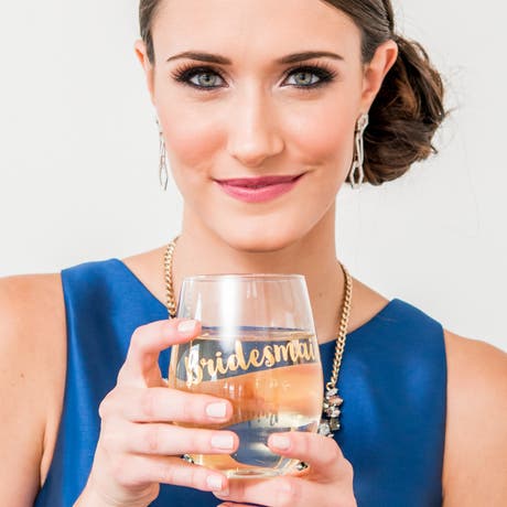 Stemless Toasting Wine Glass Gift For Wedding Party - Bridesmaid