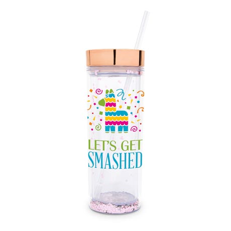 Personalized 17 Oz. Insulated Plastic Drink Tumbler with Lid and Straw - Get Smashed