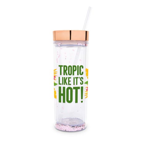 Personalized 17 Oz. Insulated Plastic Drink Tumbler with Lid and Straw - Tropic Like It's Hot!