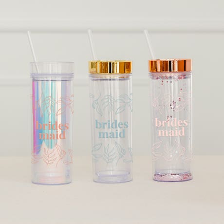 Personalized 17 Oz. Insulated Plastic Drink Tumbler with Lid and Straw - Desert Floral Bridesmaid