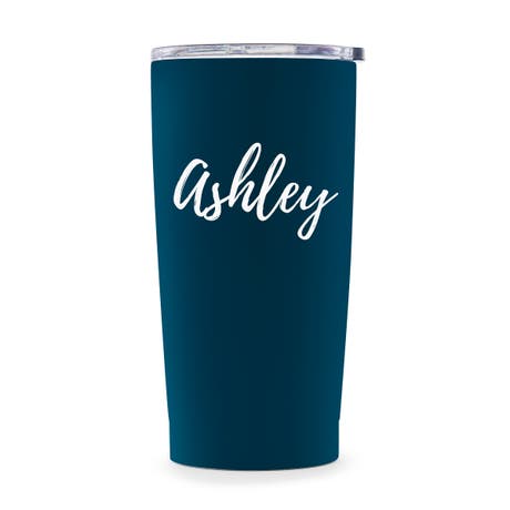 Personalized Stainless Steel Insulated Travel Mug - Calligraphy Print - Unique Gift for Her