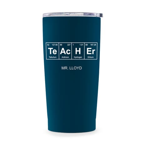 Personalized Stainless Steel Insulated Travel Mug - Periodic Table Teacher Print - Unique Teacher Gift