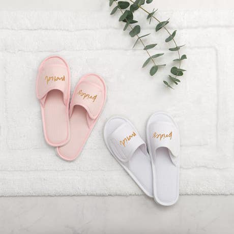 Women's Cotton Waffle Spa Slippers - Bridesmaid