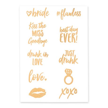 Gold Bachelorette Party Temporary Tattoos - Bridal Squad