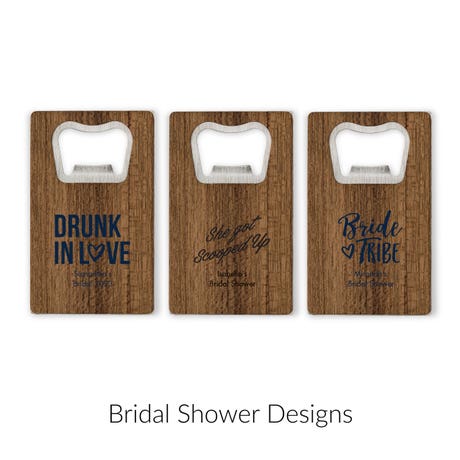 Personalized Wood Veneer Credit Card Bottle Opener Wedding Favor - Bridal Shower | More Occasions