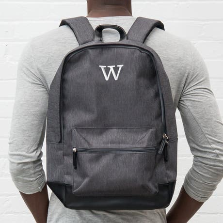 Personalized Classic Backpack with 15" Laptop Sleeve - Heathered Black - Unique Gift For Him