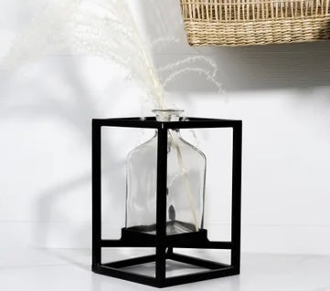 Glass Bottle Black Square Holder