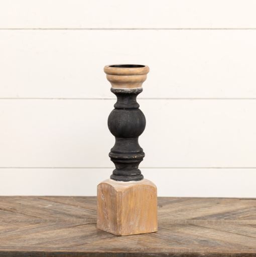 14" Black Pillar Candle Holder