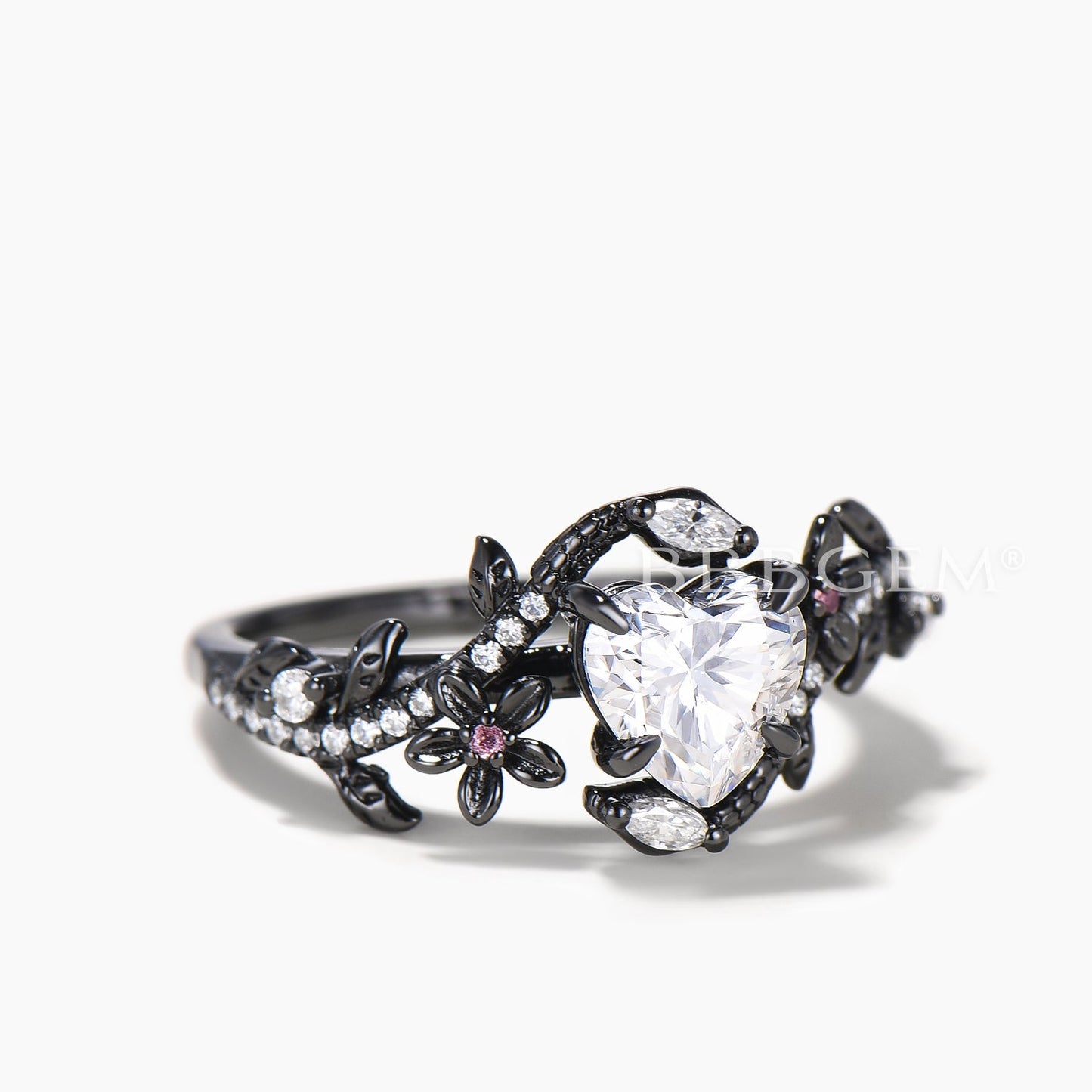 Heart Cut IGI Certificate Lab Grown Diamond Tourmaline Inspired Wedding Ring