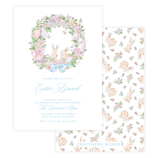 Spring has Sprung Bunny Wreath Invitation (Copy)