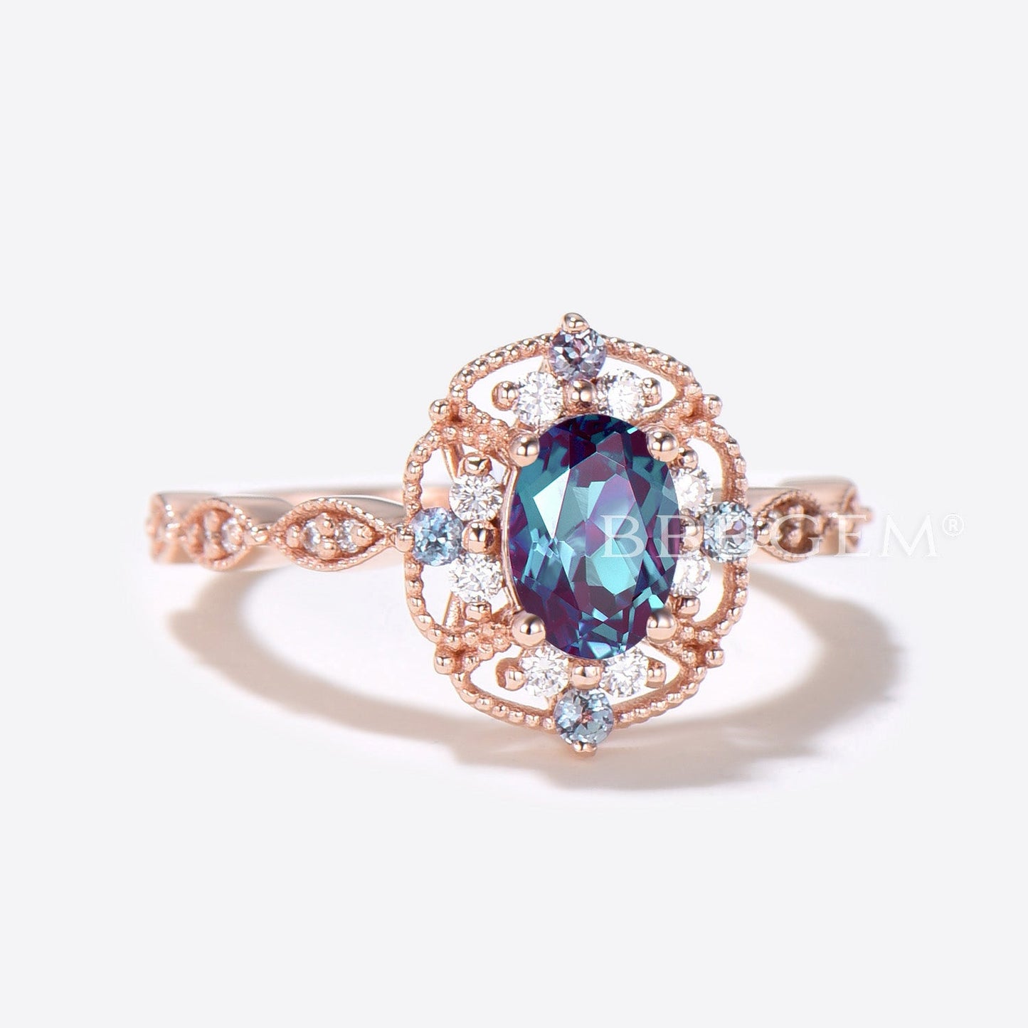 14K/18K Vintage Filigree Alexandrite Engagement Ring