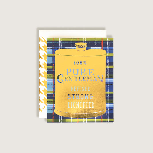 100% Pure Gentleman Gold Flask Card