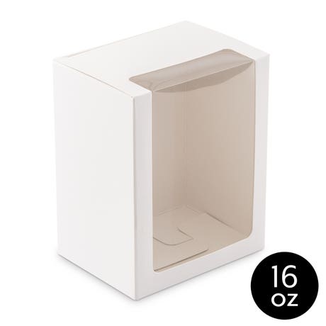 16 Oz Mason Jar Drinking Glass Gift Box With Clear Window - White
