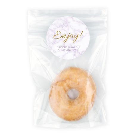 Clear Cellophane Favor Bags with Personalized Stickers Pack of 50 - Geo Marble