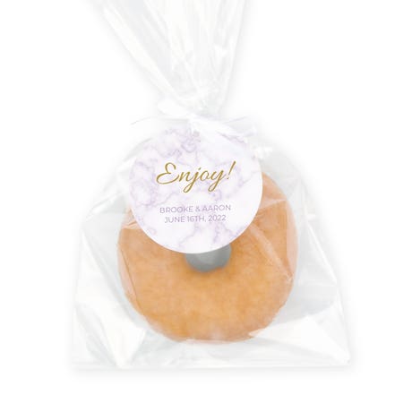 Clear Cellophane Favor Bags with Personalized Tags Pack of 50 - Geo Marble