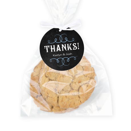 Clear Cellophane Favor Bags with Personalized Tags Pack of 50 - Chalkboard