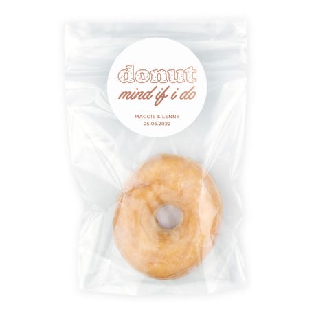 Clear Cellophane Favor Bags with Personalized Stickers Pack of 50 - Donut Mind If I Do