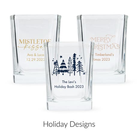 Custom Printed 2 oz. Square Shot Glass Favor - Holiday | More Occasions