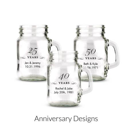 Personalized 4 oz. Mini Mason Jar Shot Glass Favor - Anniversary | More Occasions