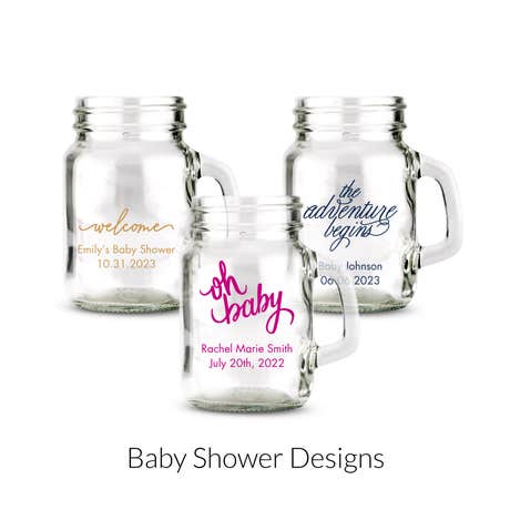 Personalized 4 oz. Mini Mason Jar Shot Glass Favor - Baby Shower | More Occasions