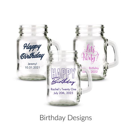 Personalized 4 oz. Mini Mason Jar Shot Glass Favor - Birthday | More Occasions