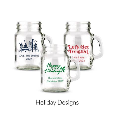 Personalized 4 oz. Mini Mason Jar Shot Glass Favor - Holiday | More Occasions