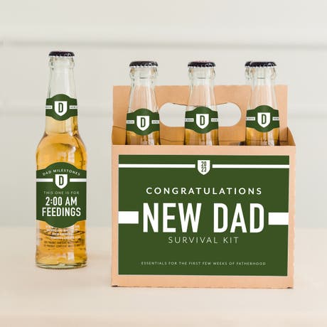 Personalized Cardboard Six-Pack Beer Bottle Caddy - New Dad Survival Kit
