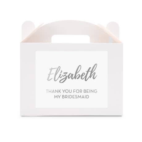 White Rectangle Paper Gift Box with Custom Printed Stickers - Calligraphy