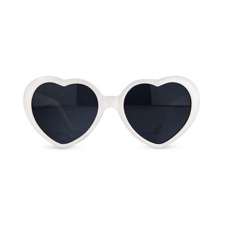 Women€™s Unique Shaped Bachelorette Party Sunglasses - White Hearts