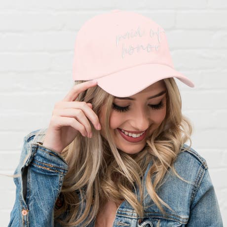 Women's Embroidered Bachelorette Party Dad Hat - Maid of Honor Script