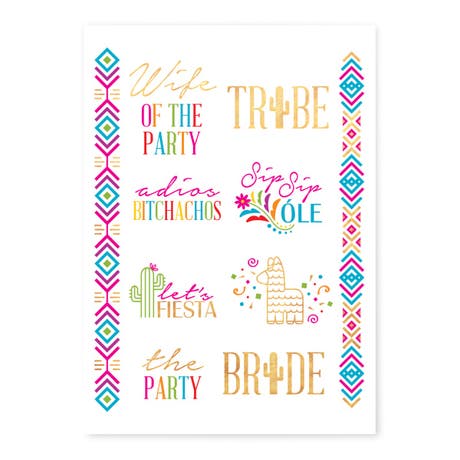 Gold Bachelorette Party Temporary Tattoos - Final Fiesta